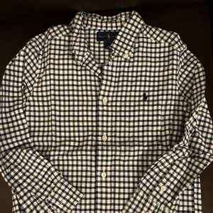 Boys Ralph Lauren  button down blue, green and white checkered shirt  size 5